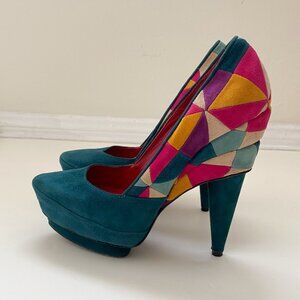 Cesare Paciotti patchwork suede pumps